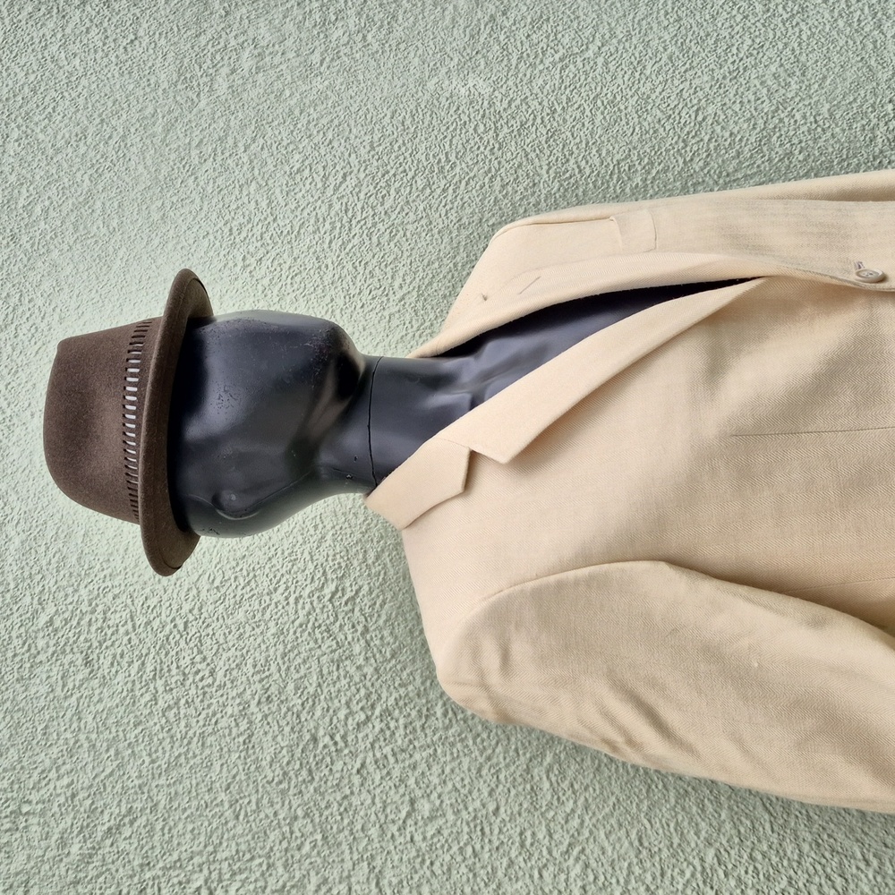 Pronto Uomo Men's Pure Silk Classic Herringbone Cream Color Men's Blazer